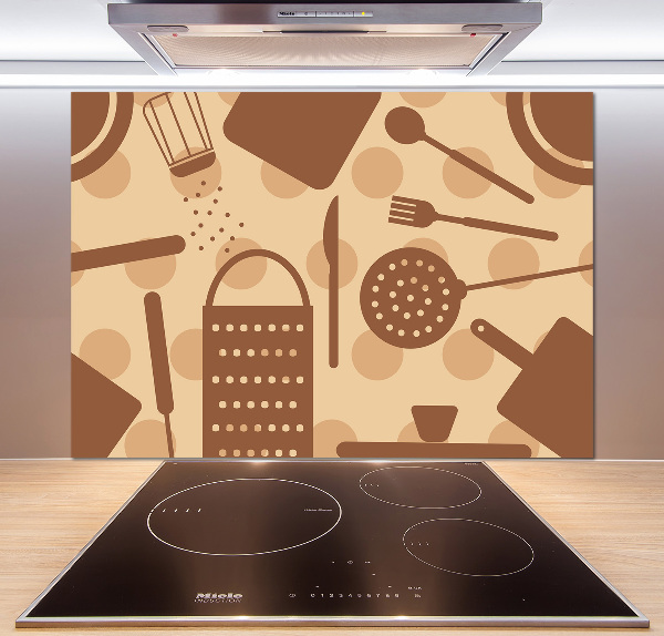Rivestimento parete cucina con motivi a tema utensili da cucina