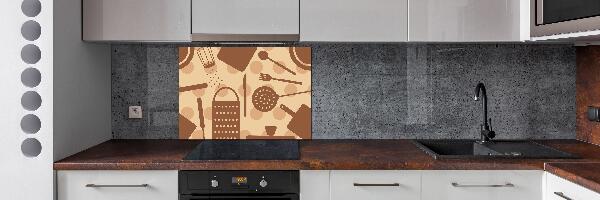Rivestimento parete cucina con motivi a tema utensili da cucina