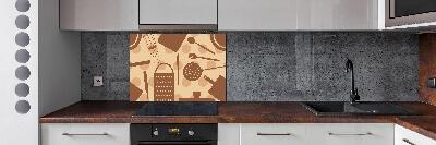 Rivestimento parete cucina con motivi a tema utensili da cucina