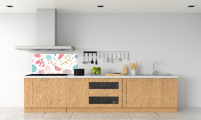 Rivestimento parete cucina con motivo di fiori e uccelli