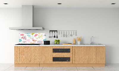 Rivestimento parete cucina con motivo di fiori e uccelli