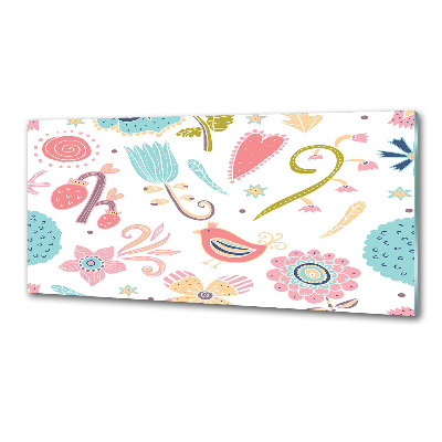 Rivestimento parete cucina con motivo di fiori e uccelli