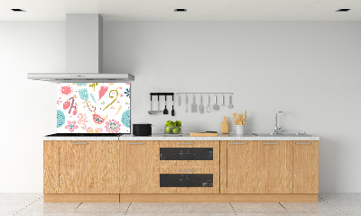 Rivestimento parete cucina con motivo di fiori e uccelli