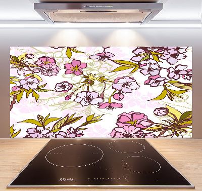 Pannello paraschizzi cucina con motivo Fiori di ciliegio