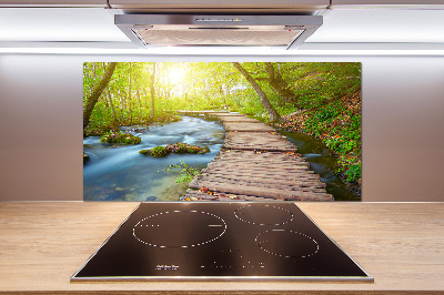 Pannello paraschizzi cucina con stampa raffigurante un sentiero nella foresta