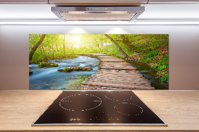 Pannello paraschizzi cucina con stampa raffigurante un sentiero nella foresta