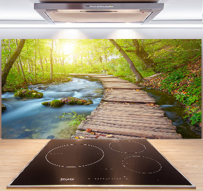 Pannello paraschizzi cucina con stampa raffigurante un sentiero nella foresta