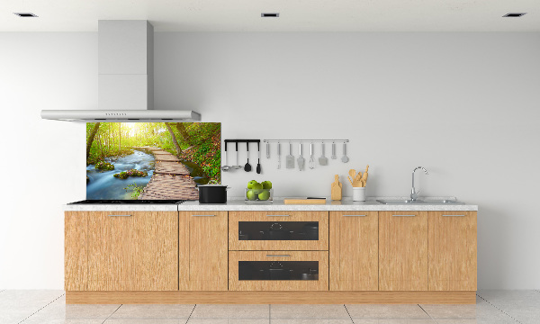 Pannello paraschizzi cucina con stampa raffigurante un sentiero nella foresta