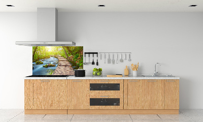 Pannello paraschizzi cucina con stampa raffigurante un sentiero nella foresta