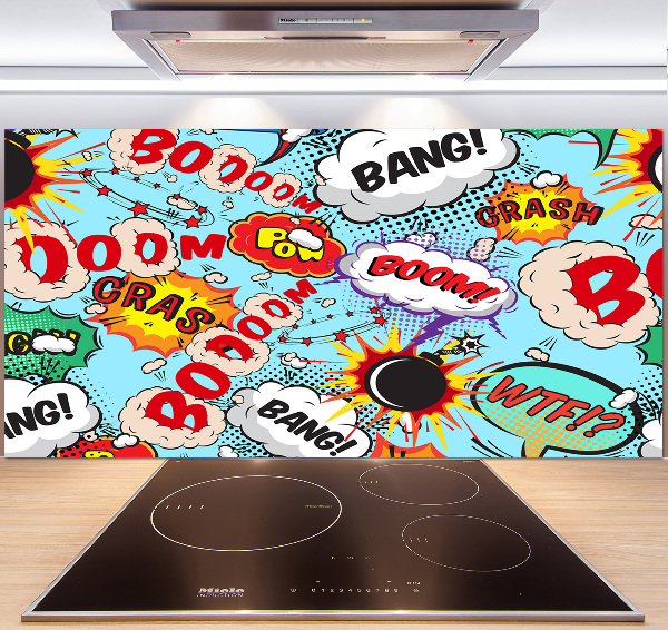 Pannello retrocucina con motivo a fumetti