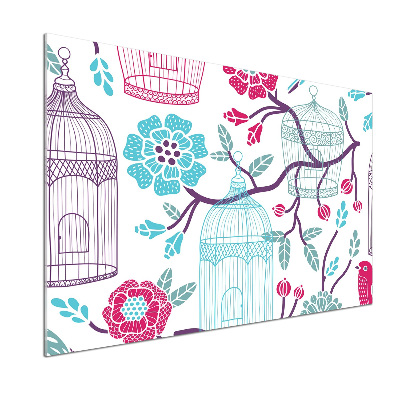Pannello retrocucina con stampa a motivo di gabbie per uccelli