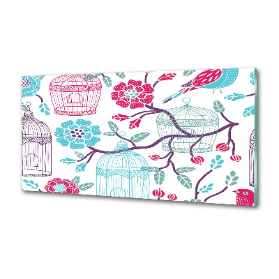 Pannello retrocucina con stampa a motivo di gabbie per uccelli