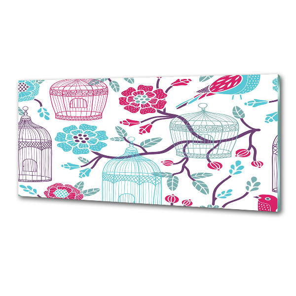 Pannello retrocucina con stampa a motivo di gabbie per uccelli