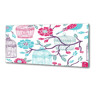 Pannello retrocucina con stampa a motivo di gabbie per uccelli