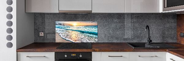 Pannello retrocucina con stampa della spiaggia al tramonto