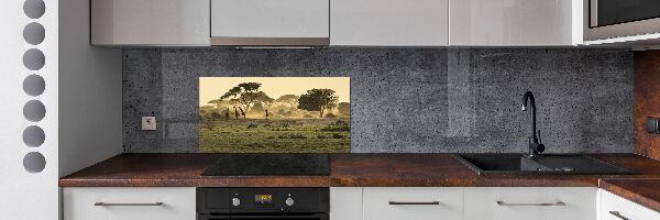 Pannello paraschizzi cucina con stampa di giraffe nella savana
