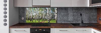 Rivestimento parete cucina con motivo Foresta di betulle