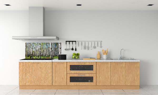 Rivestimento parete cucina con motivo Foresta di betulle