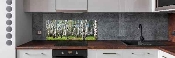 Rivestimento parete cucina con motivo Foresta di betulle