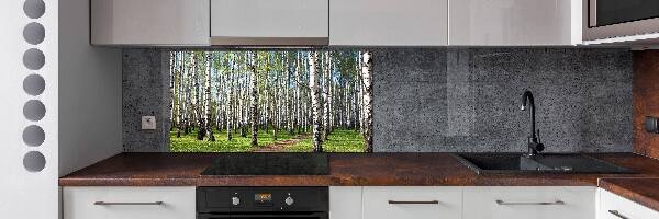 Rivestimento parete cucina con motivo Foresta di betulle