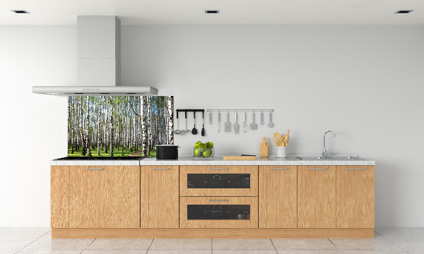 Rivestimento parete cucina con motivo Foresta di betulle