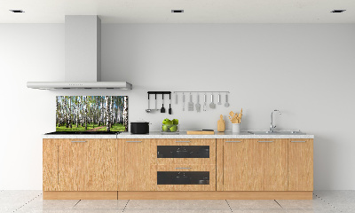 Rivestimento parete cucina con motivo Foresta di betulle