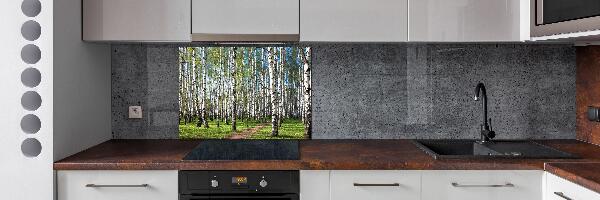 Rivestimento parete cucina con motivo Foresta di betulle