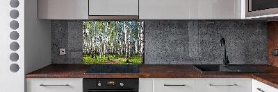 Rivestimento parete cucina con motivo Foresta di betulle
