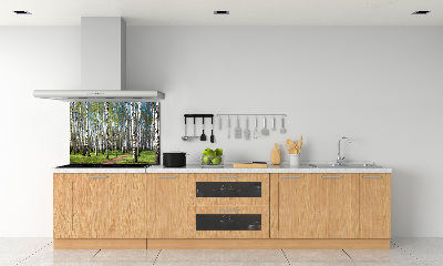 Rivestimento parete cucina con motivo Foresta di betulle