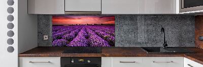 Rivestimento parete cucina con motivo a campo di lavanda