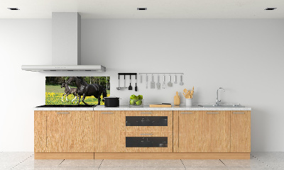 Pannello retrocucina con decorazione raffigurante una giumenta con il puledro