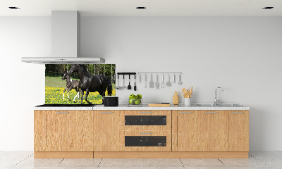 Pannello retrocucina con decorazione raffigurante una giumenta con il puledro