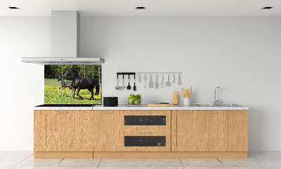 Pannello retrocucina con decorazione raffigurante una giumenta con il puledro