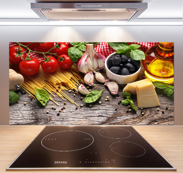 Rivestimento parete cucina con motivo ispirato al cibo italiano
