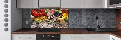 Rivestimento parete cucina con motivo ispirato al cibo italiano