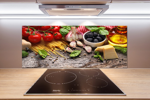 Rivestimento parete cucina con motivo ispirato al cibo italiano
