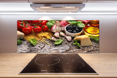 Rivestimento parete cucina con motivo ispirato al cibo italiano