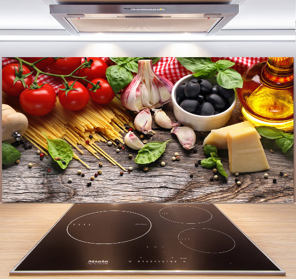 Rivestimento parete cucina con motivo ispirato al cibo italiano