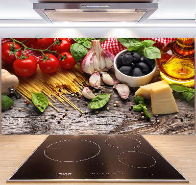 Rivestimento parete cucina con motivo ispirato al cibo italiano