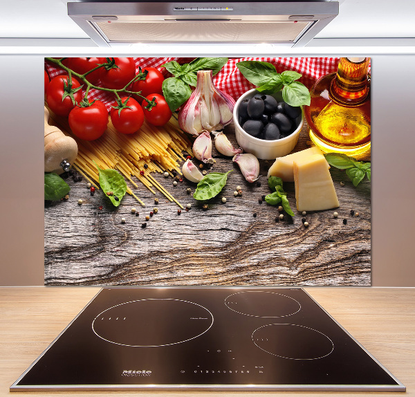 Rivestimento parete cucina con motivo ispirato al cibo italiano