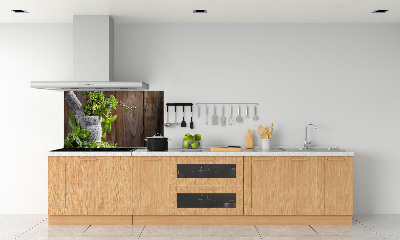 Pannello retrocucina con stampa raffigurante erbe aromatiche in un mortaio