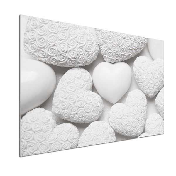 Rivestimento parete cucina con motivo a cuori bianchi