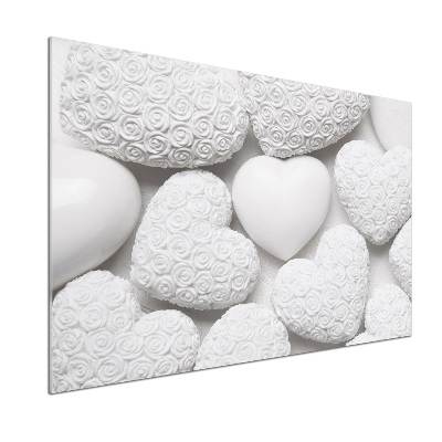 Rivestimento parete cucina con motivo a cuori bianchi