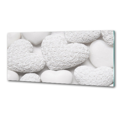 Rivestimento parete cucina con motivo a cuori bianchi