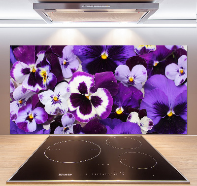 Rivestimento parete cucina con decorazione Viole del pensiero