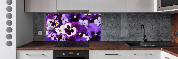 Rivestimento parete cucina con decorazione Viole del pensiero