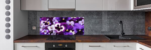 Rivestimento parete cucina con decorazione Viole del pensiero