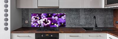 Rivestimento parete cucina con decorazione Viole del pensiero