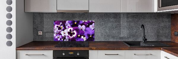 Rivestimento parete cucina con decorazione Viole del pensiero