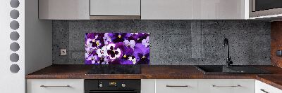 Rivestimento parete cucina con decorazione Viole del pensiero